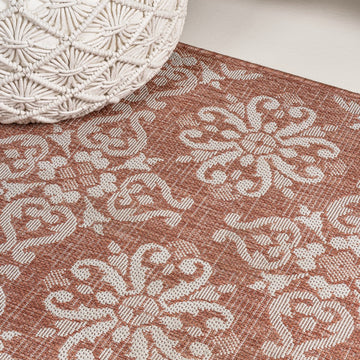 Amora Traditional Mediterranean Tile Design Indoor/Outdoor Area Rug